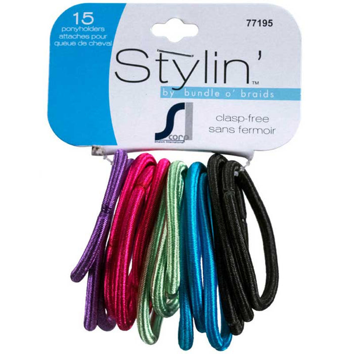 Stylin' Ponyholder Coloured Hair Ties - 15pk