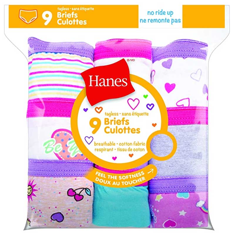 Hanes Girls 9 Pack Briefs underwear