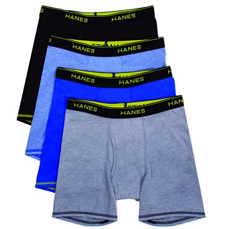 Hanes XTMKB4 X-Temp 4-Way Stretch Mesh Performance Fly Boxer Briefs 4-Pack