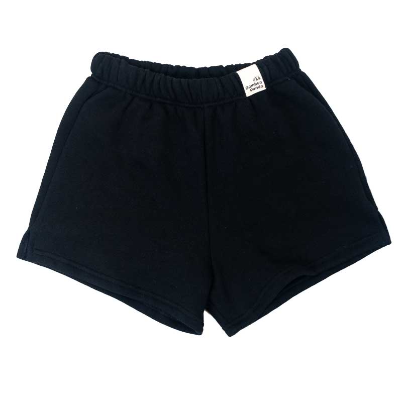 Bamboo Panda Kids Fleece Shorts Black