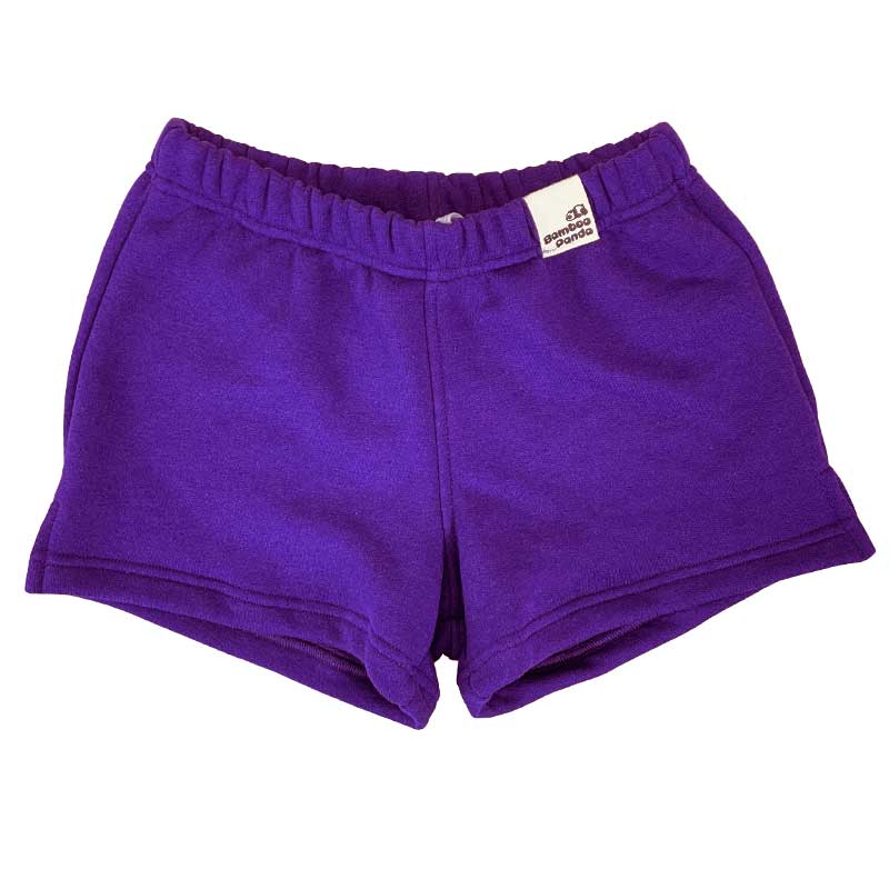 Bamboo Panda Kids Fleece Shorts Purple