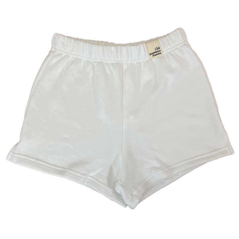 Bamboo Panda Kids Fleece Shorts White