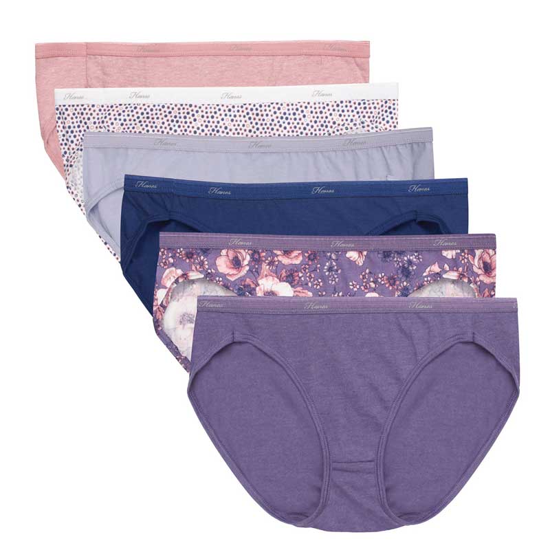 2 Packs of 6pcs Hanes Bikini Cotton Women Panties Underwear in