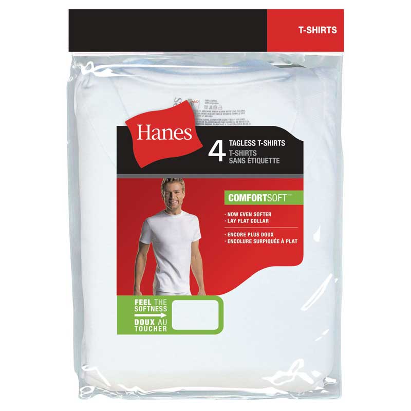 Hanes Men's Crew Neck Tee Shirt - 4 pack