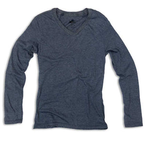 Black Ladies Long Sleeve V-Neck Tee Shirt