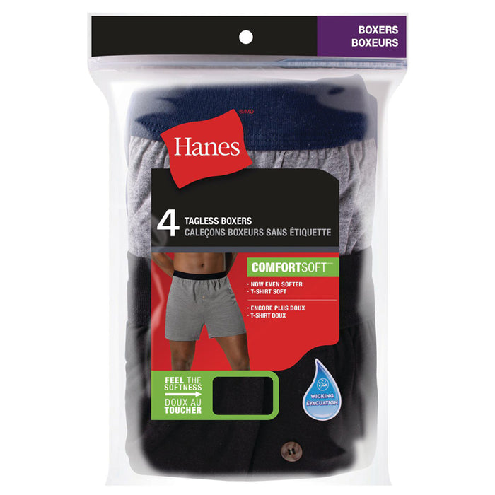 Hanes Men`s Tagless No Ride Up Boxer Briefs with Comfort Soft