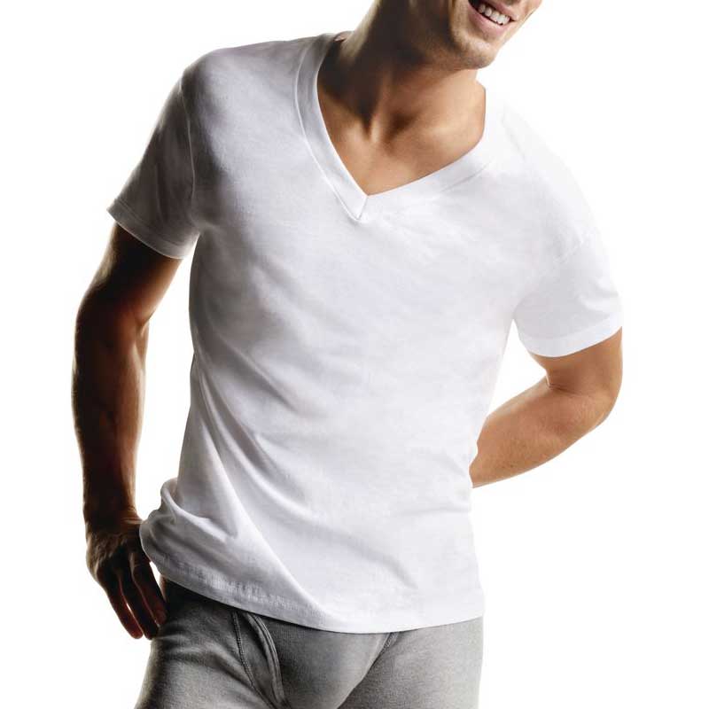 Mens white Vee Neck undershirt