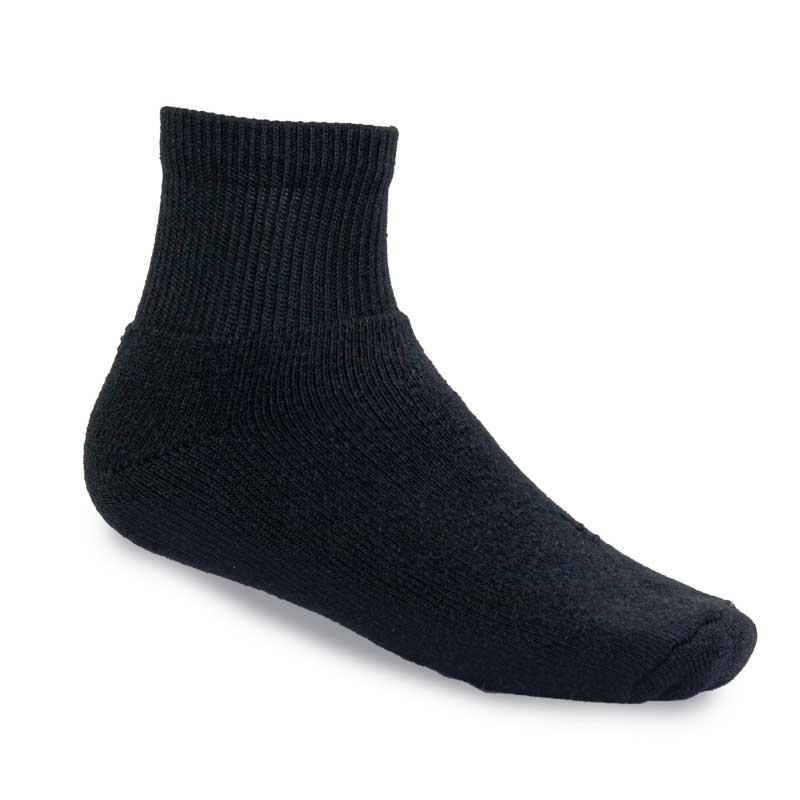 Adult quarter Crew black Sport Socks