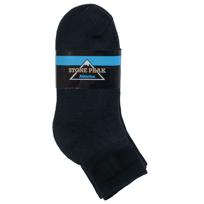 Quarter Crew Length black socks