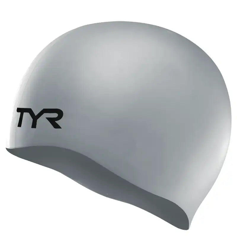 TYR Adult Silicone Silver Swim Cap