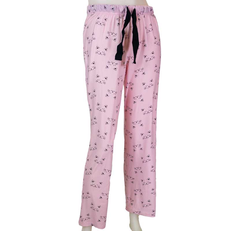 Pink Kitten face Ladies Pajama pants