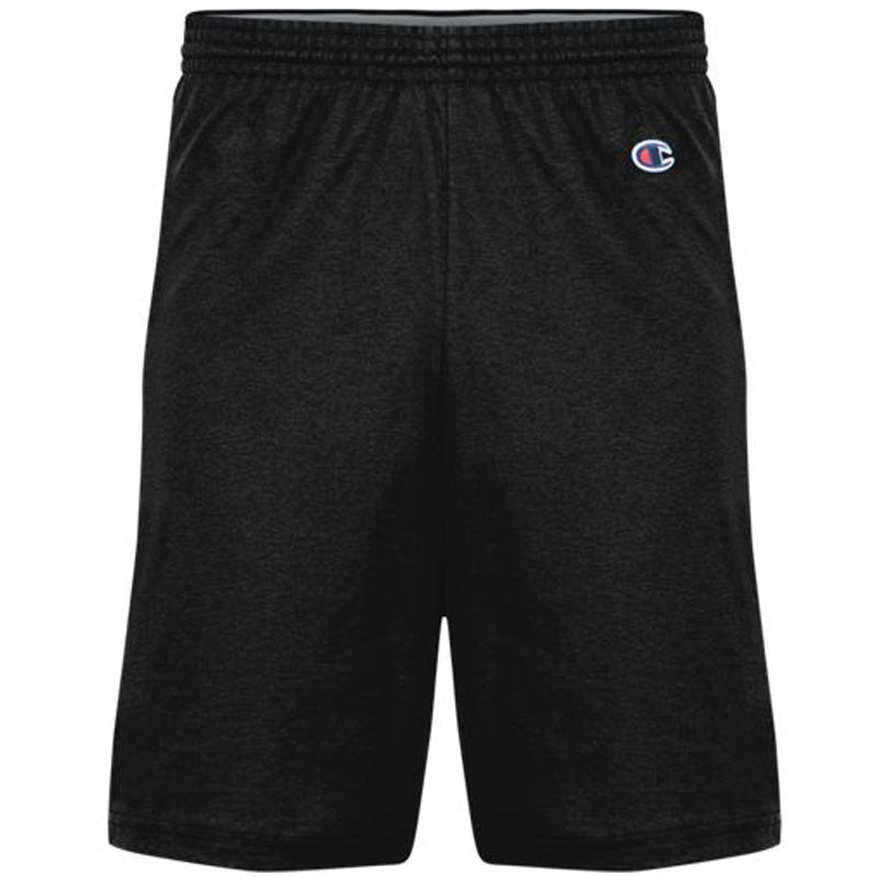 Black jersey knit gym shorts